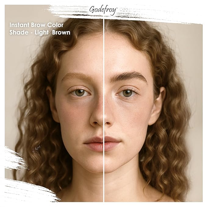 Godefroy Fast Acting Temporary Instant Brow Color, 3 Applications Per Package, Salon Quality Results, Light Brown