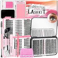 QUKLOGEN DIY Wispy Lash Extension Kit 570Pcs D Curl 6 styles Individual Lash Clusters Eyelash Extension with Lash Bond and Seal,Quick Glue Remover Tweezers Eyelash Brush Mini Applicator
