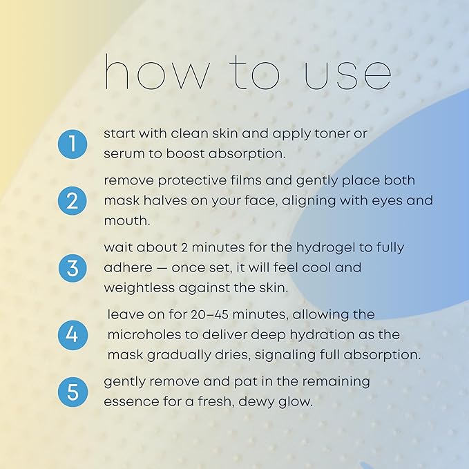 Lunair Gold Collagen & Hyaluronate Hydrogel Face Mask with Microhole Technology – Firming, Hydrating & Glowing Korean Sheet Mask for Radiant Glass Skin | Deep Moisture & Elasticity Boost (5 Sheets)