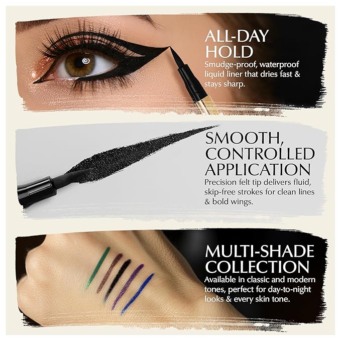 EPILYNX Liquid Eyeliner - Hypoallergenic Eyeliner with Fine Brush Tip, Long-Lasting Waterproof Eye Liner - Cruelty-Free, Vegan, Gluten-Free, Smooth Liquid Eye Liner, 5 Shades 2mL each Gift Set
