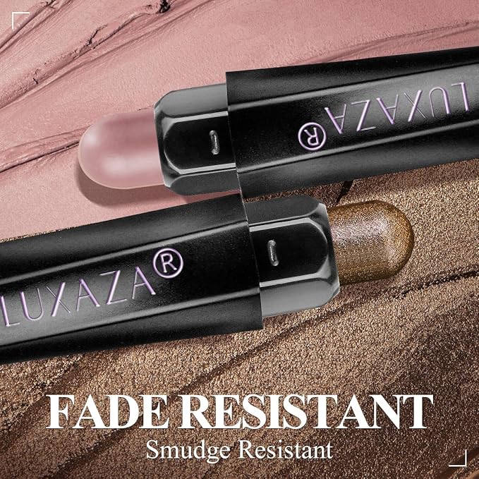 LUXAZA PRO Neutral Eyeshadow Stick Makeup 6PCS Set, Brown Nude Metallic Shimmer Matte Cream Eye Shadow Palette Eyeliner Brightener Pencil Crayon, Halloween Makeup - BROWN CANYON