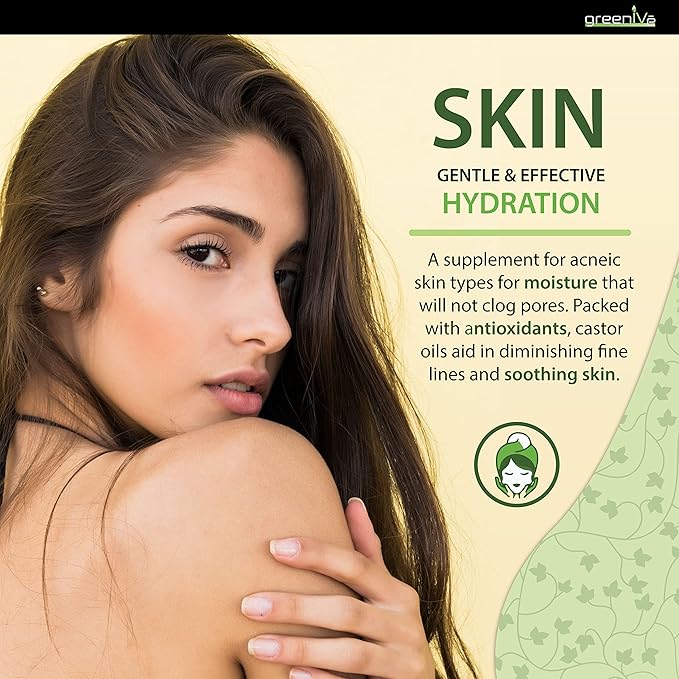 GreenIVe 100% Pure Castor Oil – Cold-Pressed, Hexane-Free – Hair, Eyebrows, Eyelashes, Skin Moisturizer, Castor Pack Wrap Oil Bulk Bottle (32 Fl oz)