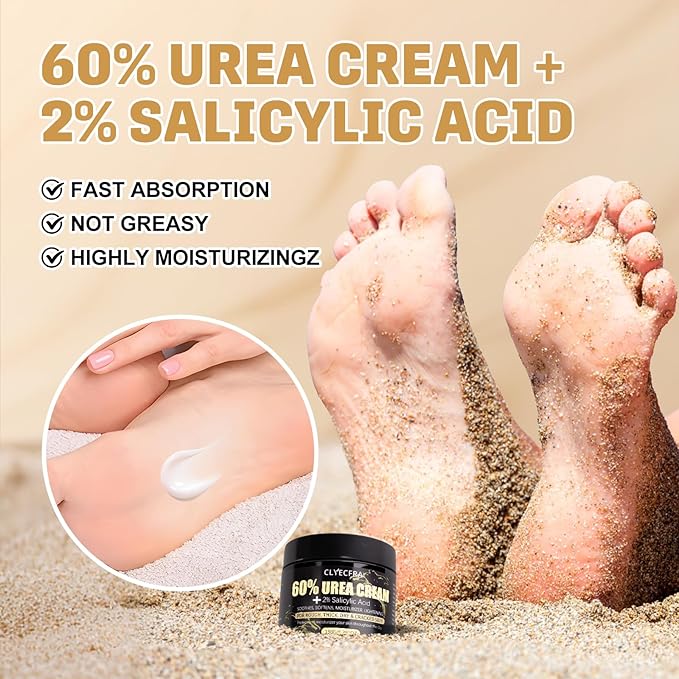 2Pack 60% Urea Cream with 2% Salicylic Acid, Urea Cream 60 Percent for Feet & Hands- Maximum Strength Moisturizer for Rough, Dry, Thick & Cracked Skin,Callus Remover, Deep Hydration, 150g