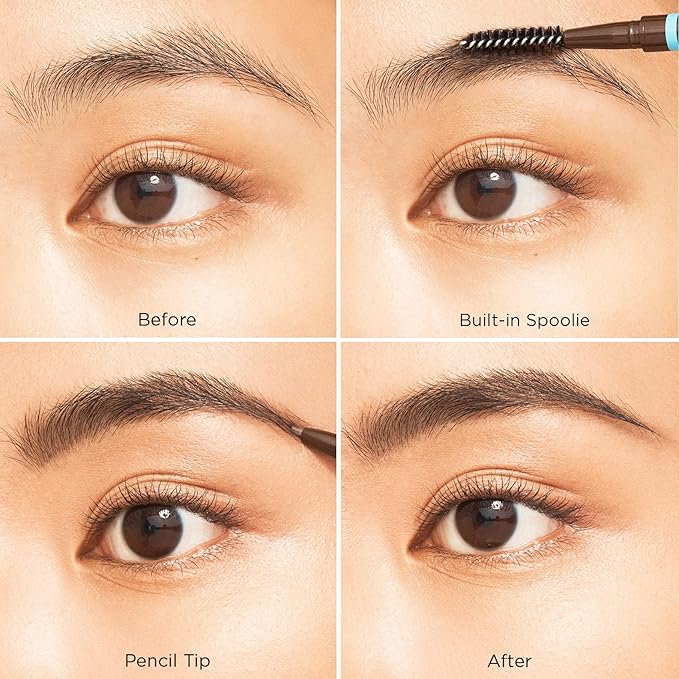 JOAH Dual-Ended Eyebrow Pencil - Brow Down To Me Ultra-FIne Tip Precision Brow Pencil with Built-In Spoolie Brush for Flawless Brows, Smudge-Proof, Water-Resistant, Black Brown