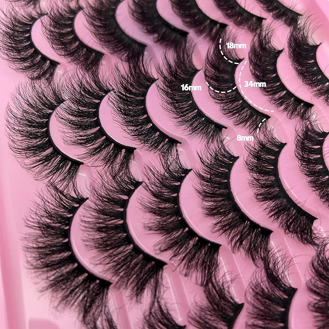Mink Lashes Wispy Natural Cat Eye Lash Strip 18mm Short Fluffy Strip Lashes Pack Faux Mink Cateye Wispies False Eyelashes Natural Look