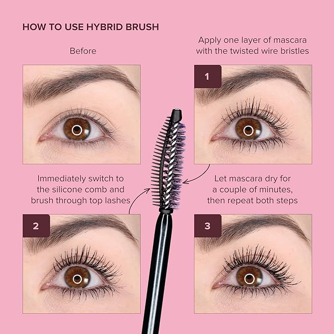 Whats Up Beauty - Watch Me! Brown Volumizing and Lengthening Mascara with Peptides + Vitamin B5 | Clean, Cruelty-Free, Sustainable | Made in Italy | Lash Care for Conditioning & Strength