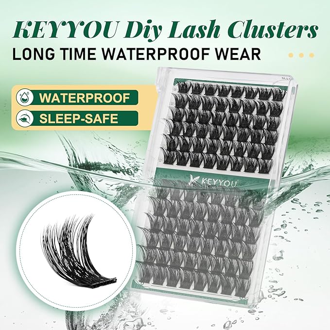 Lash Clusters 96pcs Individual Lashes Y02 D Curl 10-18MIX Cluster Lashes KEYYOU Volume Wispy Lash Extension Soft&Comfortable Easy DIY at Home(Y02,D-10-18MIX)