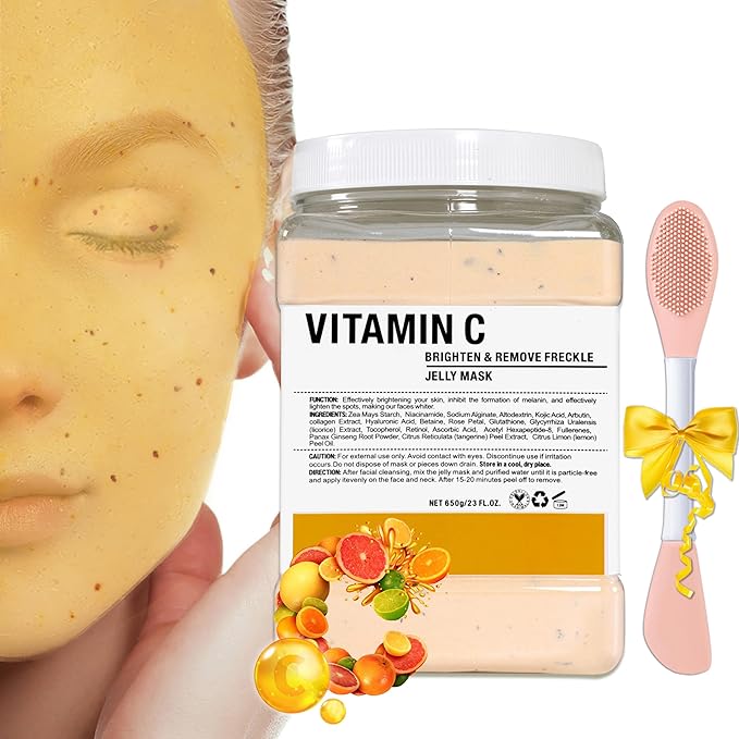 Jelly Mask Powder For Facials,Vitamins C Jelly Face Mask,Professional Peel Off Face Mask Powder For Fight Fine Lines Brightening&Nourishing to Your Skin,Rubber Mask,DIY Spa 23 Floz