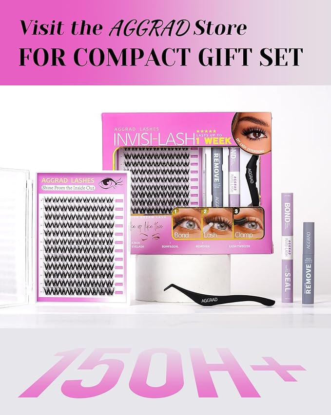 Flora Lash Clusters Kit Short 8-14mm Wispy Eyelashes Cluster Extension Kit Individual DIY False Lash Extension Spiky Cat Eye Lashes Fake Eyelashes Clusters with 0.03mm Ultra-Thin Wide Band