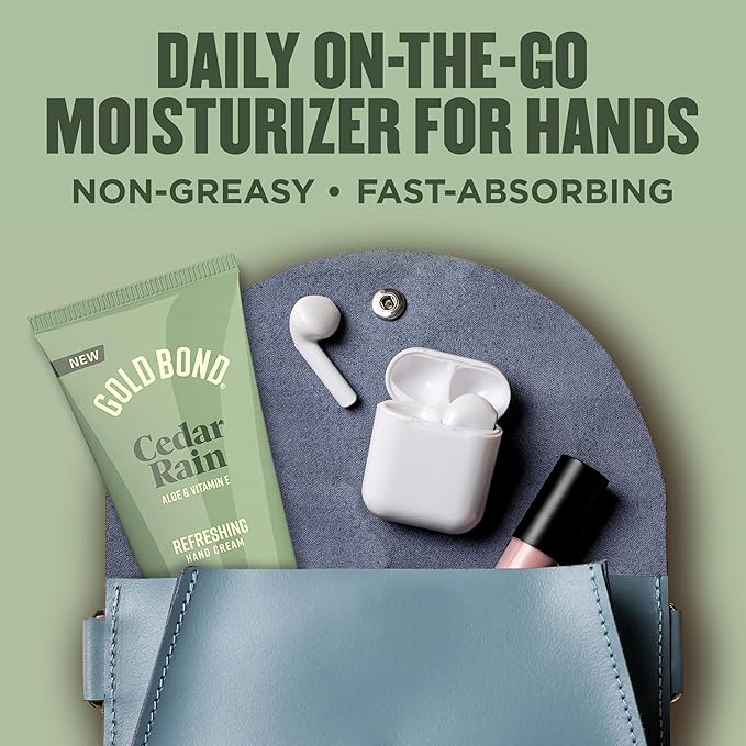 Gold Bond Hand Cream, Cedar Rain Refreshing Hand Cream with Aloe Vera to Refresh Skin and Vitamin E to Help Soothe the Skin, Comforting Cedar Rain Scent