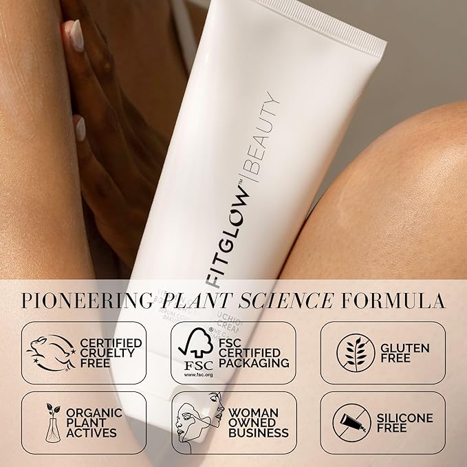 Fitglow Beauty Vitamin C + Bakuchiol Body Serum-in-Cream | Anti-Aging Body Skincare | Smooths, Firms & Hydrates for Radiant Skin | Plant-Based Retinol Alternative | 200ml / 6.8oz