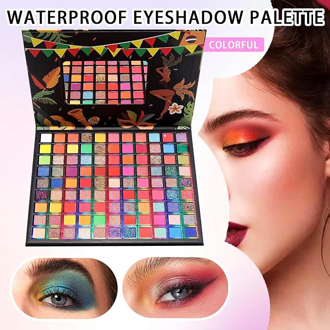 99 Colors Eyeshadow Palette,Matte Glitter Eyeshadow Makeup Palette with Eyeshadow Brush,Highly Pigmented Colorful Shimmer Eye Shadow Palette Makeup Kit for Women