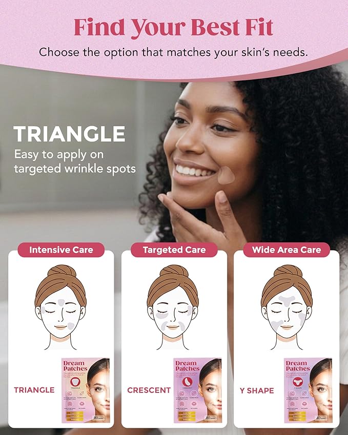Anti Wrinkle Facial Patches & Smile Line Patches - Frown Line Patches, Face & Wrinkle Tape for Forehead Wrinkle Dream Patches TRIANGLE 【90 Count】