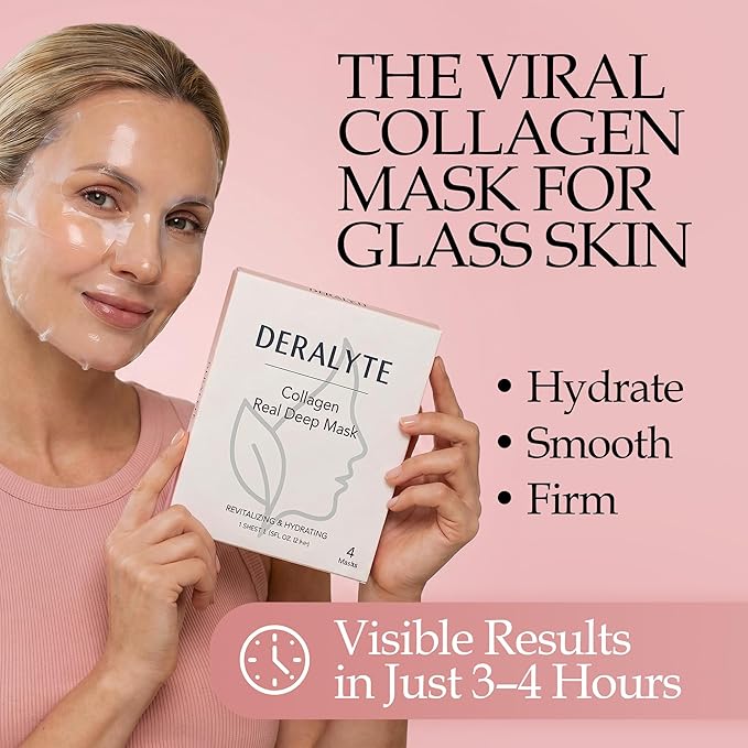 4 PACK Hydrating Bio-Collagen Deep Mask – Overnight Hydrogel Face Mask for Pore Care & Soothing Revitalizing Effect