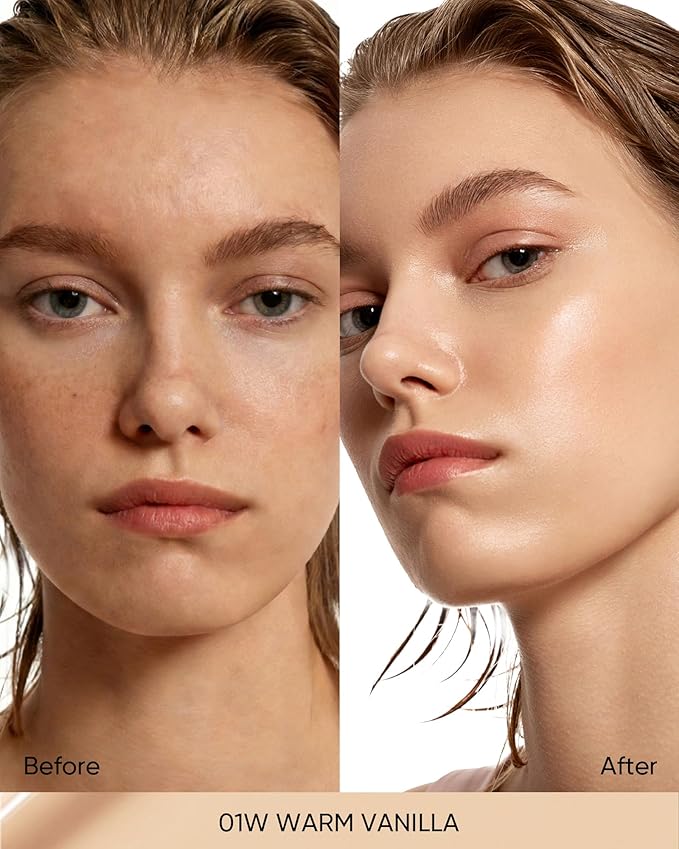 SKINTIFIC Full Coverage Cushion Foundation #01W WarmVanilla| Satin Glow Finish, Oil-Control & Waterproof, Buildable Tattoo Cover Cushion for All Skin Types