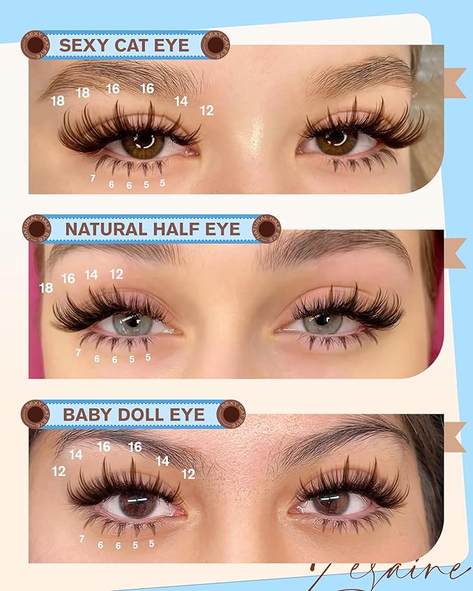 Zegaine Brown Lash Clusters Kit Dark Brown Lashes With Spikes Bottom Eyelash Clusters Manga Brown Cluster Lashes Kit With Lash Bond&Seal, Lash Tweezers Anime Cluster Eyelash Extensions 12-18MM 264Pcs