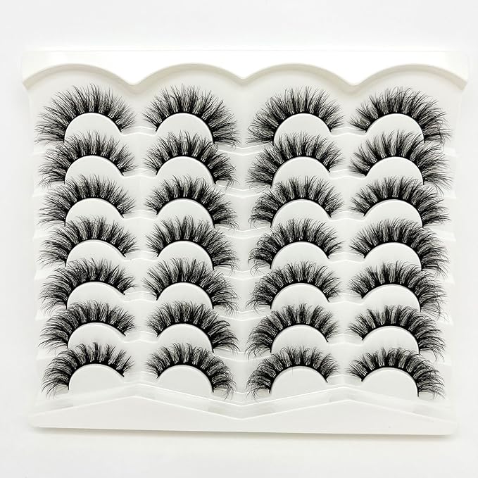 Natural Lashes D Curl 16mm Short Wispy Fake Eyelashes Pack Full Strip Lashes Mink Cat Eye False Eyelashes Natural Look