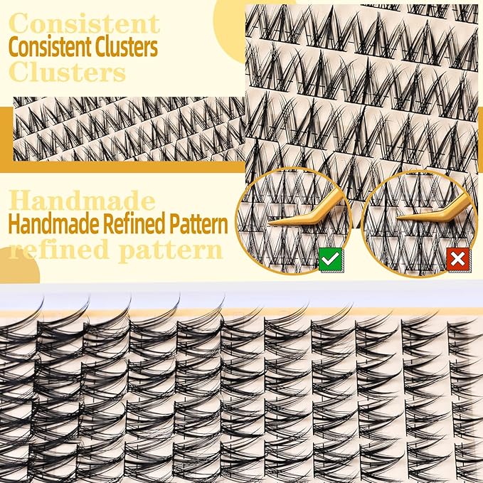 Lash Clusters Individual Lashes 120 Clusters Manga Lash Clusters 10-18mm D Curl Clusters Eyelash Extensions Fairy Wispy Eye Lashes DIY Lash Extensions at Home (LF07 Lashes Only)