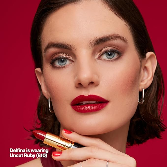 Revlon Super Lustrous Lipstick, Creamy Formula For Soft, Fuller-Looking Lips, Moisturized Feel, 810 Uncut Ruby, 0.15 oz