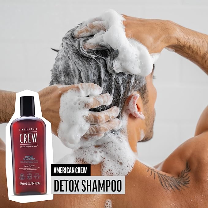 American Crew Detox Shampoo for Men, Naturally Derived, Vegan Formula, Citrus Mint Fragrance, 33.8 Fl Oz
