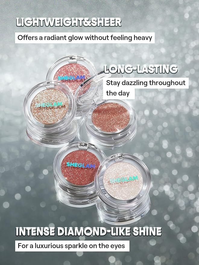 SHEGLAM Enigma Sparkly Eyeshadow Longwear Eyeshadow Single, High-Pigment Eye Shadow Compact, Smooth & Blendable Colors-Stunner