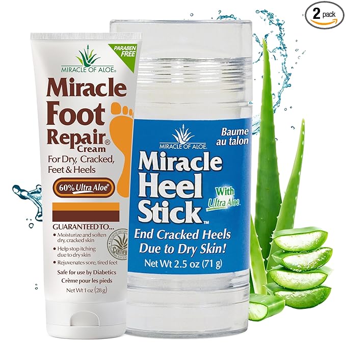Heel Balm for Dry Cracked Feet – Miracle Heel Stick with Foot Repair Cream – Repairs Dry, Cracked Heels & Feet – Ultra Aloe Formula Moisturizes, Softens & Restores – Ideal for All Ages