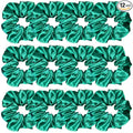 Sufermoe 12 Pcs Satin Silk Hair Scrunchies, Dark Green (4.5 Inch), Hair Ties, Hair Bands, and Ponytail Holders for Women and Girls