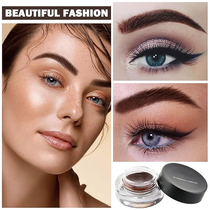 Eyebrow Pomade Cream,Brow Pomade Gel Naturally Long Lasting Waterproof,Delicate and Smooth Eye Brow Makeup Cosmetics with Eyebrow Brush - Dark Brown