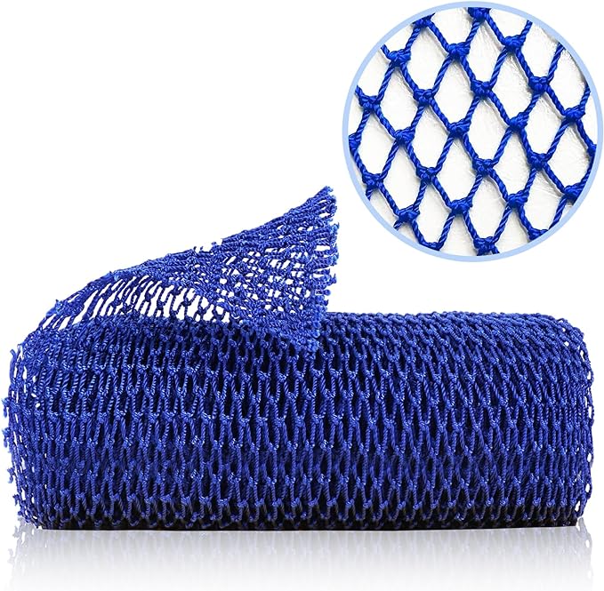ZOCY African Net Sponge, Authentic Exfoliating Body Scrubber for Bath and Shower, Multiple Textures with Gentle Deep Exfoliating and Rich Lather for All Skins (Blue)