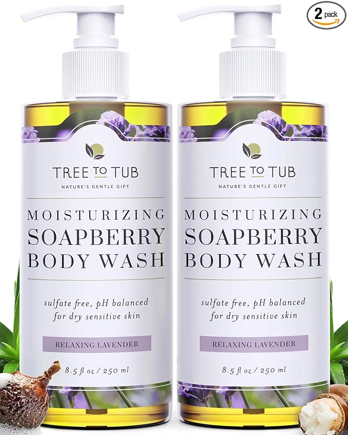 Tree To Tub Lavender Body Wash for Sensitive Skin & Dry Skin - pH Balanced Moisturizing Body Wash, Hydrating Sulfate Free Vegan Body Soap for Women & Men w/Organic Shea Butter, All Natural Aloe Vera