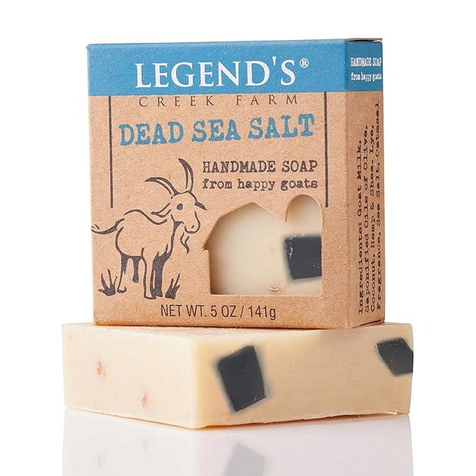 Legend's Creek Farm Goat Milk Soap - Cleansing Moisturizing Bar for Hands and Body - 5 Oz Creamy Lather, Nourishing, Gentle Natural Soap for Sensitive Skin (Dead Sea Salt, Pack of 2)