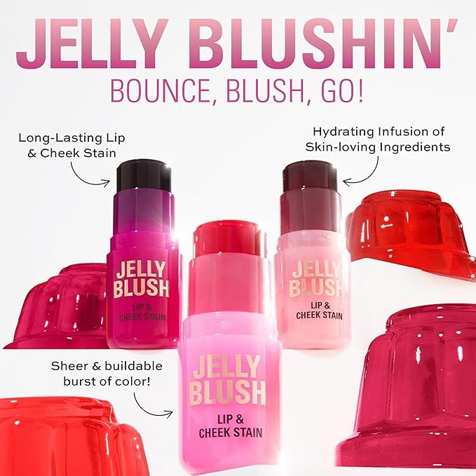 Revolution, Jelly Blush Stick Lip & Cheek Stain, Sheer, Buildable Coverage with Hydrating Hyaluronic Acid & Aloe for Multi-Use Glow, Vegan & Cruelty-Free, Cherry Red