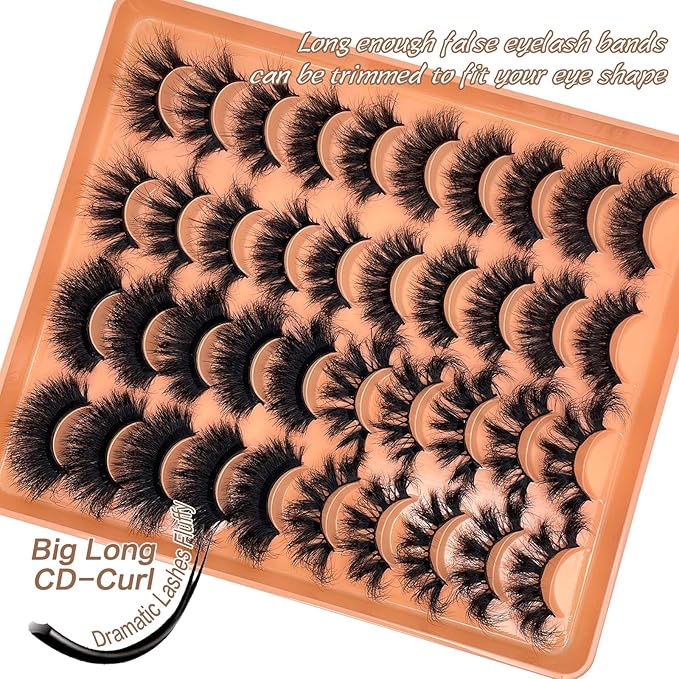 Mink Eyelashes Fluffy Full Long 20MM 25MM Strips Lashes Dramatic Volume Cat Eye Faux Mink Thick Eyelashes 4 Styles Mixed Fake Lashes Pack Bulk YH328