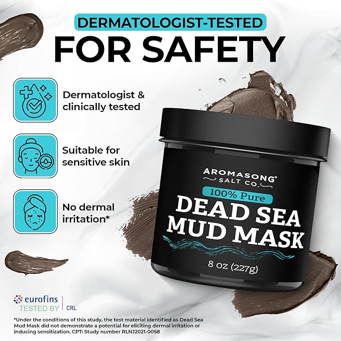 Aromasong Dead Sea Mud Mask with Lavender Essential Oil – 100% Natural Mineral Mud for Face & Body – Pore Minimizer, Acne & Blackhead Remover, Anti-Aging, Firming & Detoxifying Clay Mask