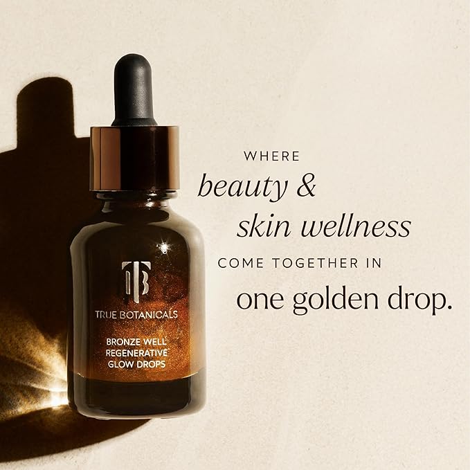 True Botanicals Bronze Well Regenerative Glow Drops | Naturally Bronzing | Moisturize Skin & Add a Slight Glow | All Skin Types | Dermatologist Tested, All Natural, Vegan | 1 fl oz | 30 ml