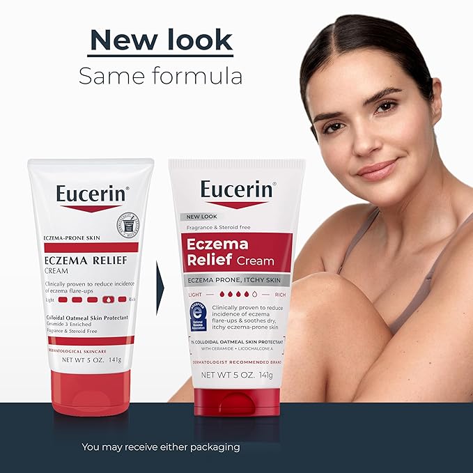 Eucerin Eczema Relief Cream - Full Body Daily Lotion for Eczema-Prone Skin - 5 oz. Tube (Pack of 12)
