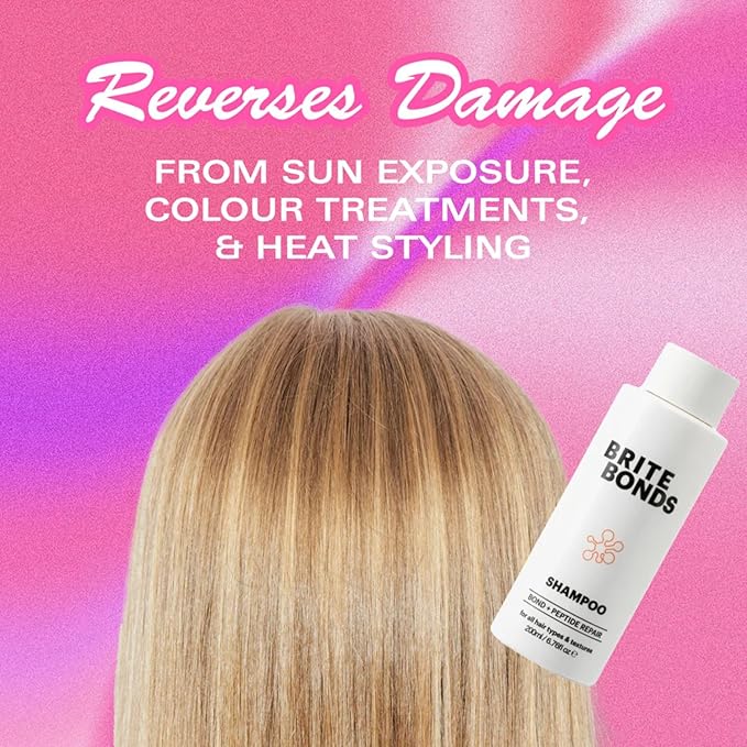 Brite Bonds Repair Shampoo with Peptides & Easy Squeeze Bottle - Reverse All Types of Hair Damage with Nourishing Oils - Vegan Cruelty-Free Salon Quality Bonds Shampoo to Revitalize Hair (6.76 Fl Oz)