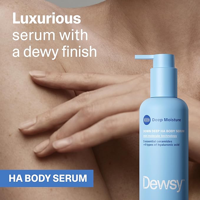 Down Deep Hyaluronic Acid Body Serum - Hyaluronic Acid Ceramide Serum for Deep Hydration, Light Body Care Moisturizer with Mini Molecule Technology, 8 oz
