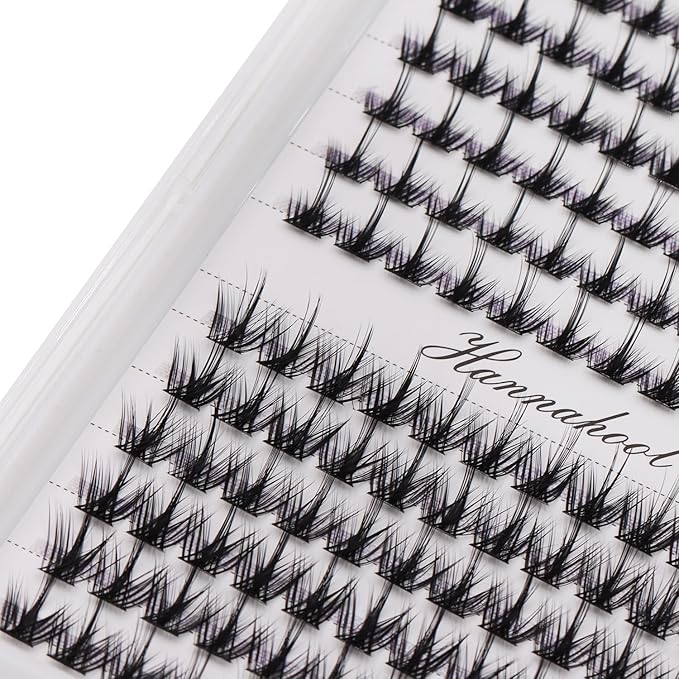 12rows-Large Tray Mixed 8-10-12-14-16mm/Mixed 14-15-16mm/Mixed14mm-16mm/Mixed 18-20mm Wide Stem Individual False Eyelashes Dramatic Black Cluster Eyelashes (MY008-12-14MM MIX)