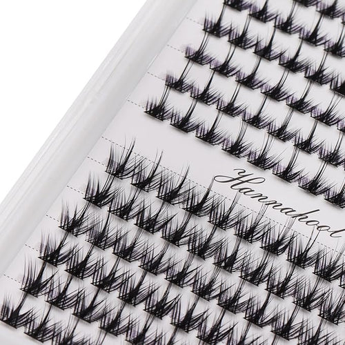 12rows-Large Tray Mixed 8-10-12-14-16mm/Mixed 14-15-16mm/Mixed14mm-16mm/Mixed 18-20mm Wide Stem Individual False Eyelashes Dramatic Black Cluster Eyelashes (MY008-12-14MM MIX)