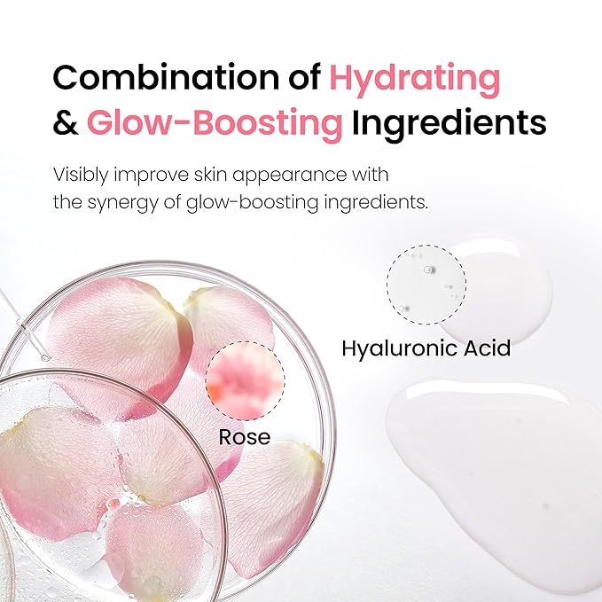 DERMALOGY by Neogen Hyal Glow Rose Essence - Hydrating Essence with 74% of Damask Rose Water & Flower Oil & Extract 160ml / 5.41 oz