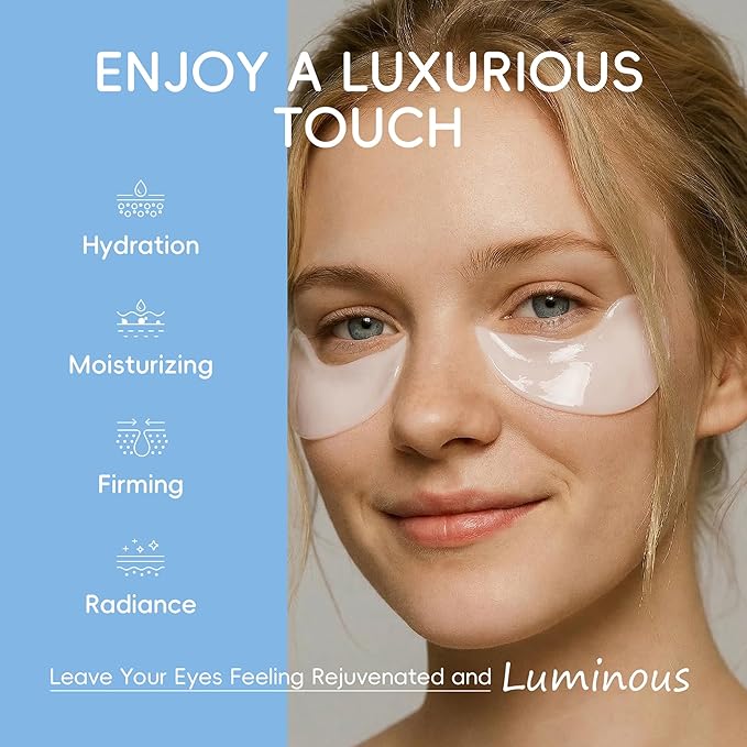 Milk Radiance Eye Mask, 50Pcs Under Eye Patches for Dark Circles and Puffiness with Milk Extract & Hyaluronic Acid & Collagen, Firming, Nourishing & Hydrating Daily Skincare Pads