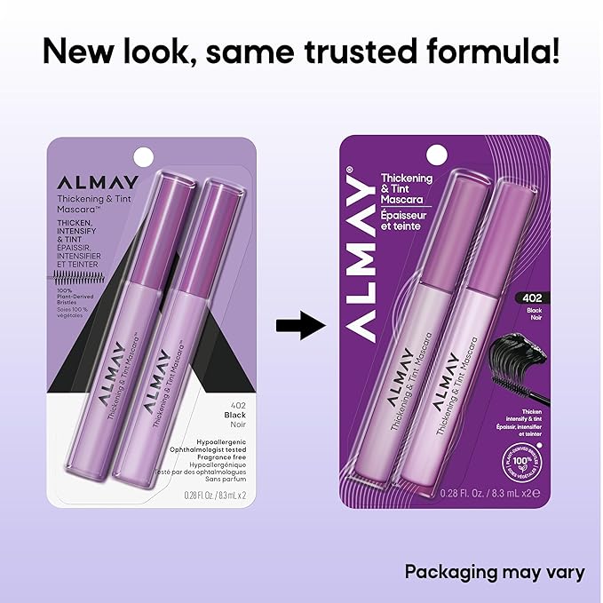 Almay Thickening & Tint Mascara, Nourishing Mascara, Hypoallergenic, 402 Black