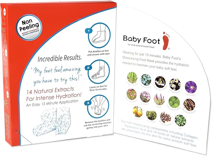 Baby Foot Unscented NON-PEEL Moisturing Mask – Hydrate and Refesh in 15-Minute - No Pain Feet Treatment - For Men and Women - Smooth and rich moisturizer for Baby Soft Feet