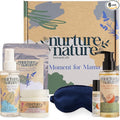 Nurture by Nature New Mom Self Care Gift Set with Body Scrub, Lavender Pillow Spray, Sleep Mask, Body Butter, Shower Gel & Bath Salts - Vegan Friendly - Stocking Stuffer, Baby Shower Gift Basket