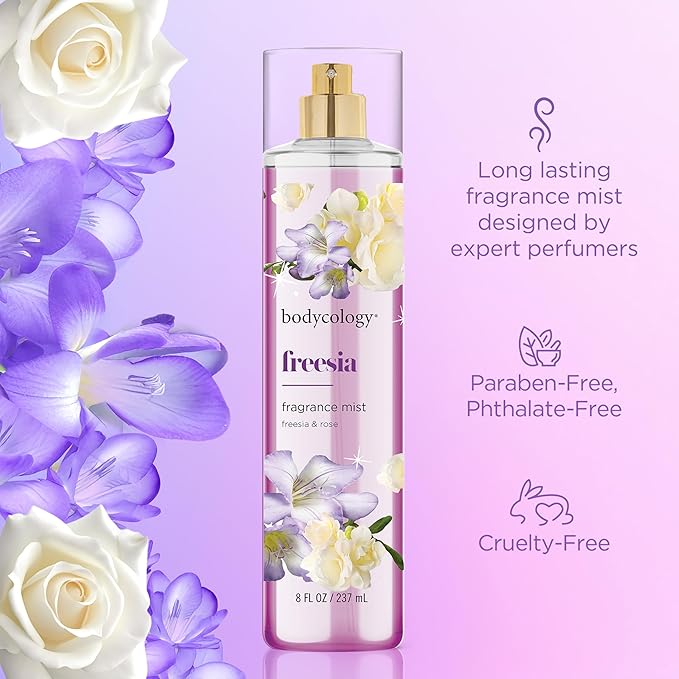 Bodycology Long-Lasting Fragrance Body Mist, Freesia, 8 fl oz