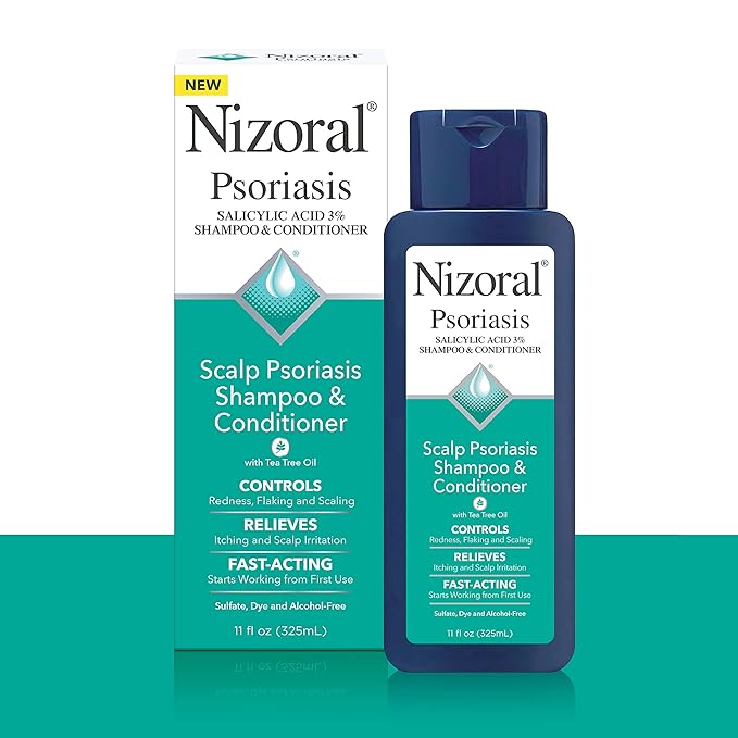 Nizoral Psoriasis Shampoo & Conditioner, 11 Oz, Gentle Scalp Treatment, Relieves Itching and Flaking, Redness and Scaling Effective Scalp Psoriasis Shampoo with Salicylic Acid and Tea Tree Oil