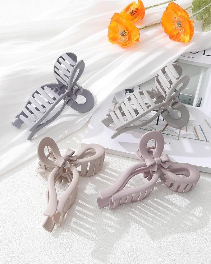 4 PCS Bow Hair Clips for Women Bow Claw Clip 5" Extra Large Hair Claw Clips for Thick and Long Hair Cute Bows Big Clip Mother’s Day Gift for Mom