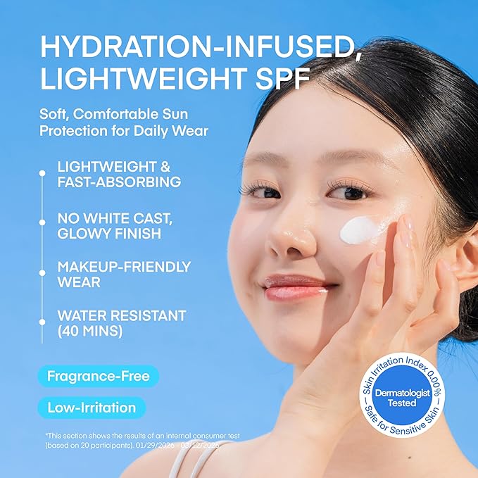 Terez & Honor Hydro Sunscreen for Face: Hydrating Broad Spectrum SPF 50 Sunscreen with UVA/UVB Protection - Moisturizing, Soothing, Water-Resistant, No-White Cast & Non-Greasy - Korean Sun Care 2-Pack