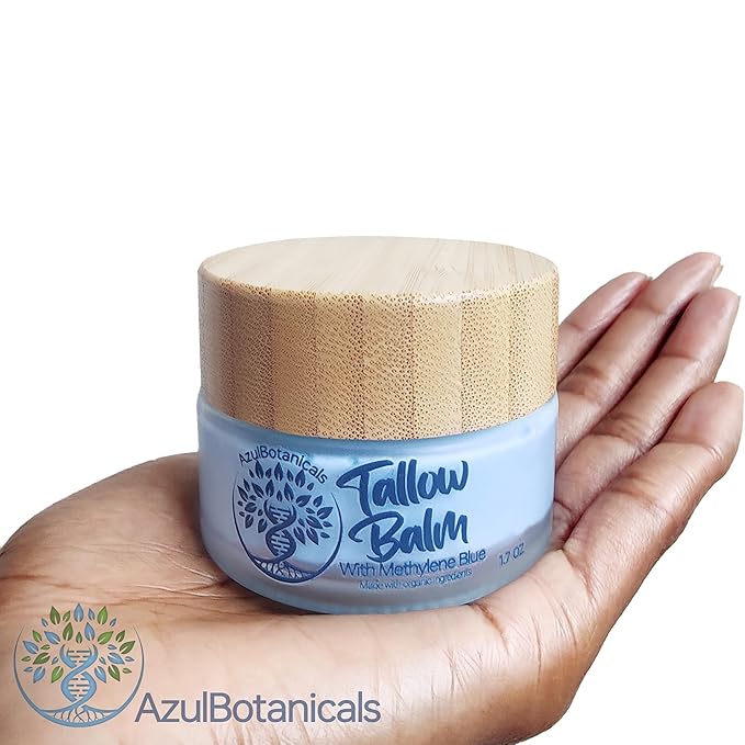 Methylene Blue Infused Whipped Grass Fed Beef Tallow Balm, Anti-Aging, Moisturizer, Stretchmarks, Rosacea, Psoriasis, Eczema, Acne, All skin types, (1.7 oz)